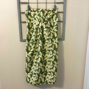 Tracy Reese Green Floral Strapless Dress size 8